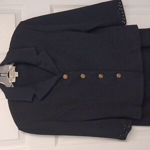 ST. JOHN SUIT. SIZE 4 JACKET--SIZE 8 ON SKIRT, BLACK